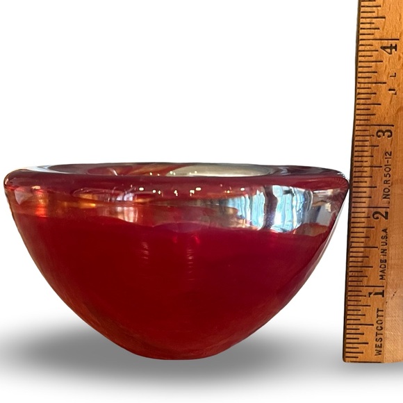 Kosta Boda Sweden Red Swirl Atoll Votive Candle Holder - Anna Ehrner - Picture 11 of 12